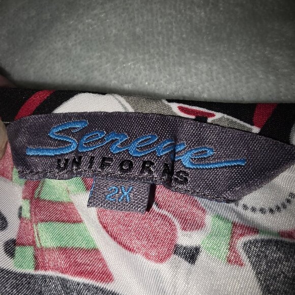 Snowman Print V-Neck Scrub Top 2X By Serene Uniforms - Picture 5 of 11